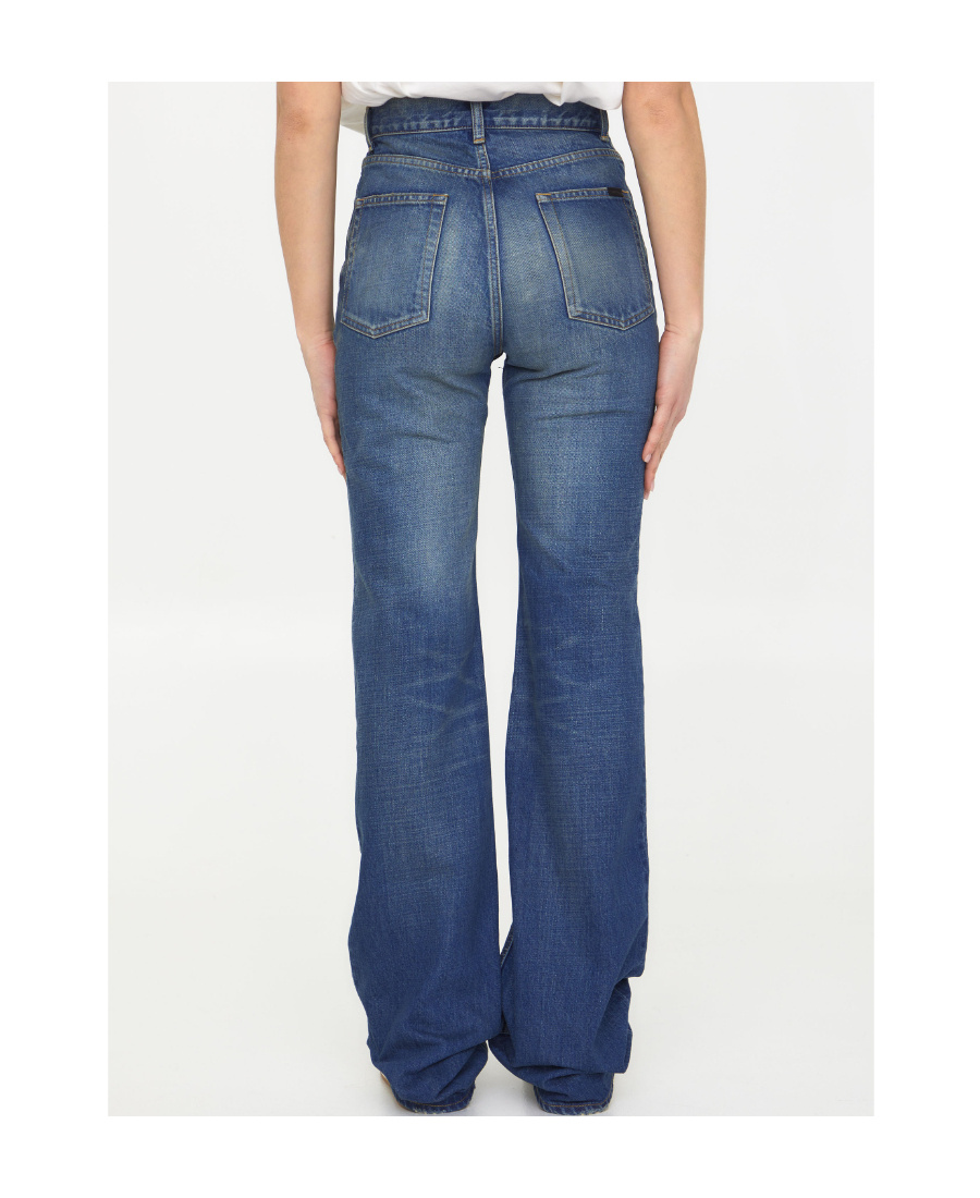 Saint Laurent Flared High-waisted Jeans In Blue