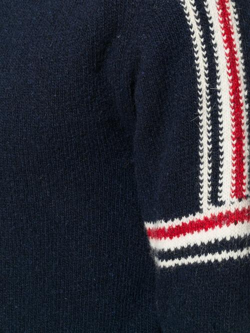 Thom Browne Rwb Intarsia Armband Tweed Pullover In Black