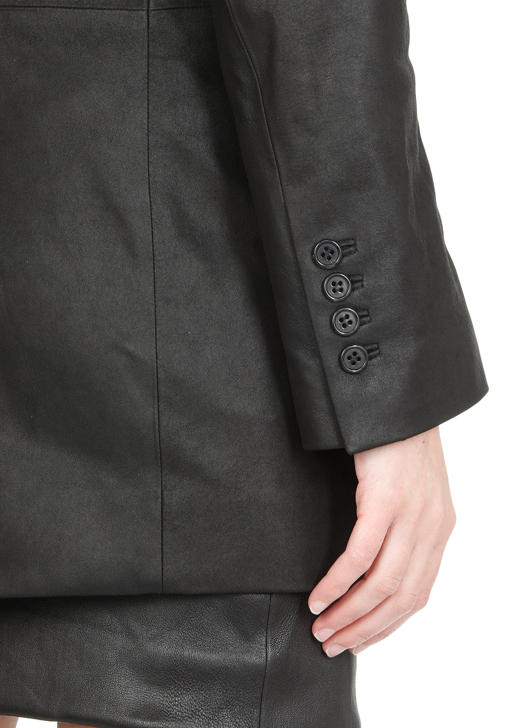 Ann Demeulemeester Off-centre Buttoned Leather Jacket In Black