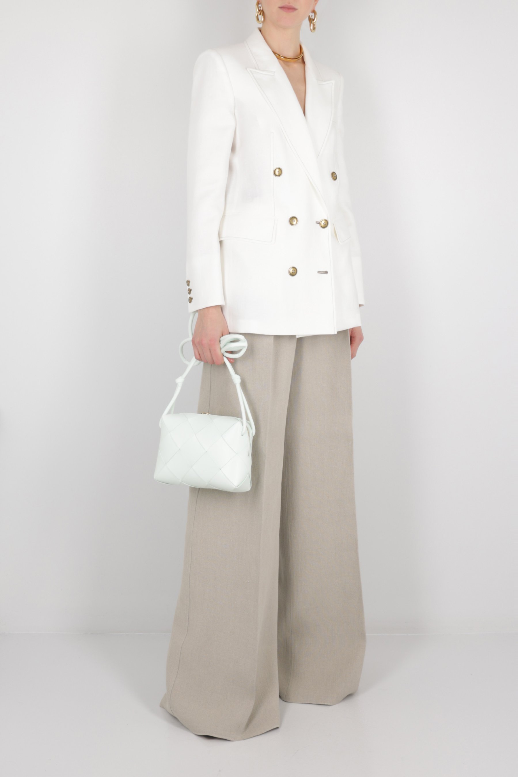 Bottega Veneta Small Cassette Leather Crossbody Bag In White