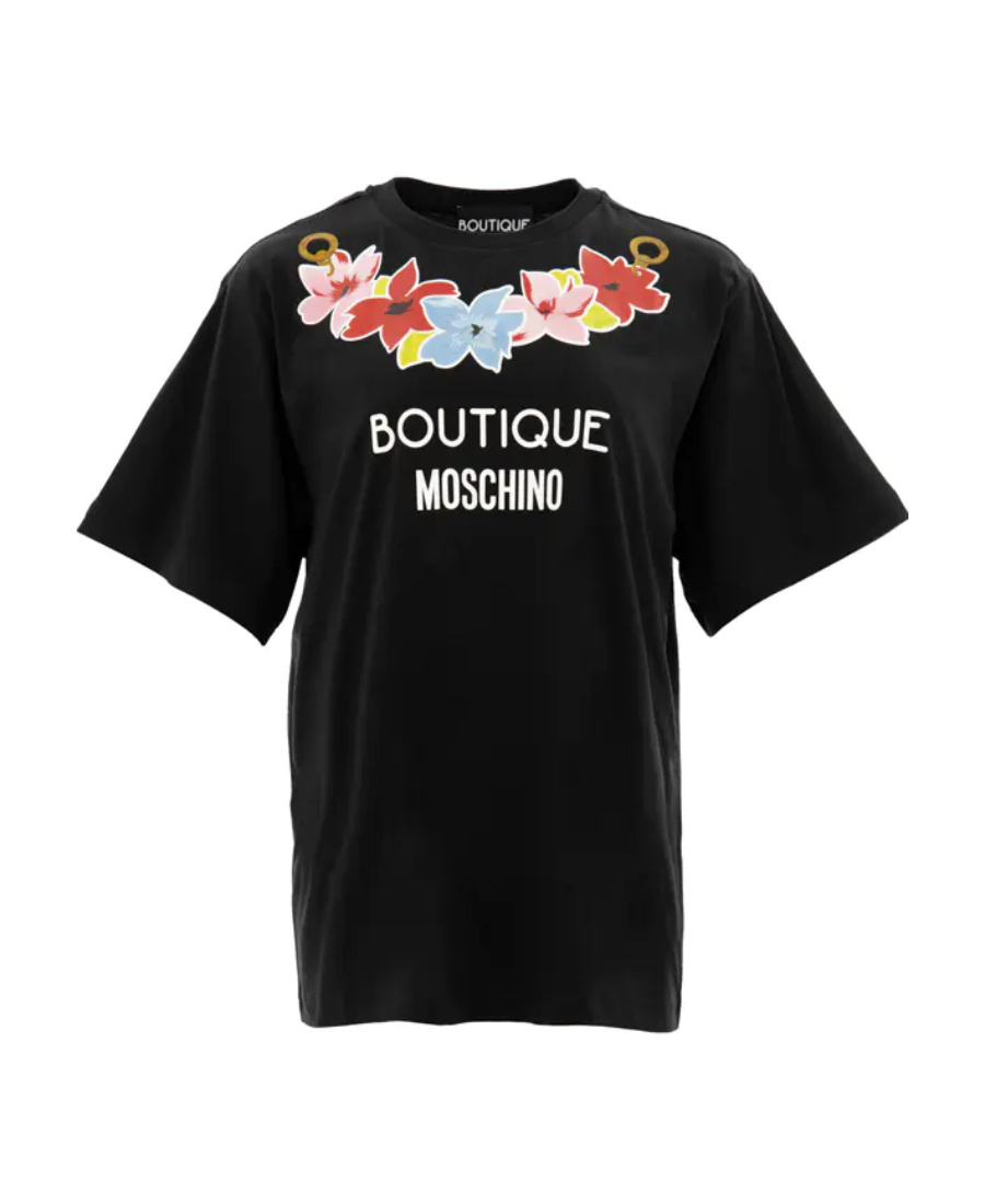 Moschino Black Printed Short-sleeved T-shirt In Black
