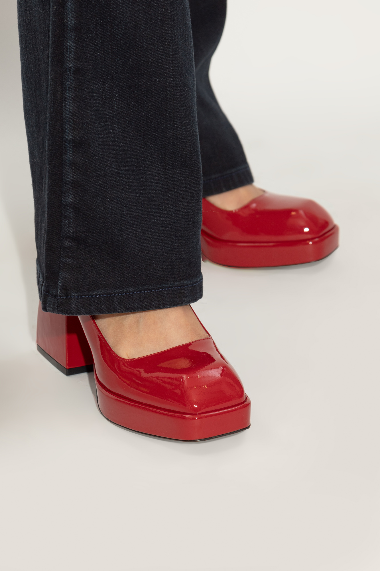 Nodaleto Square Toe High Heels In Red