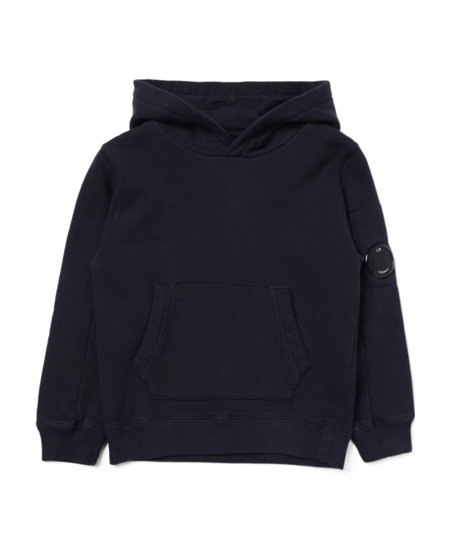 C.p. Company Logo Logo Hooded Sweater In Black