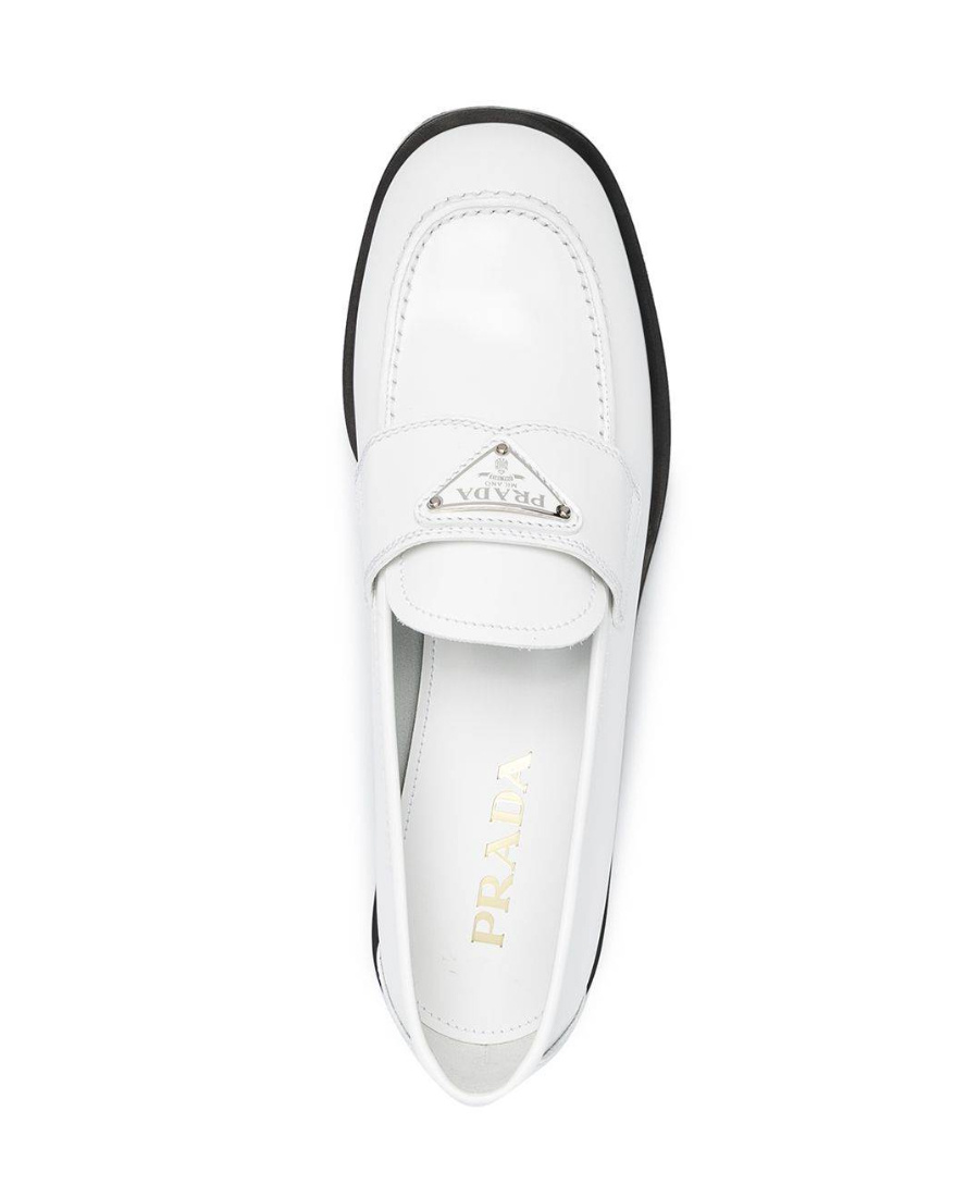 Prada Mocassini In Pelle Bianca  Donna In White