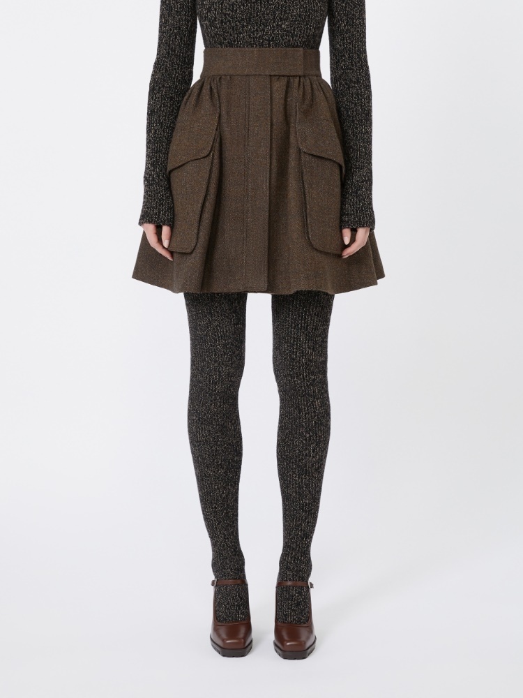 Max Mara Short Wool Skirt In Brown