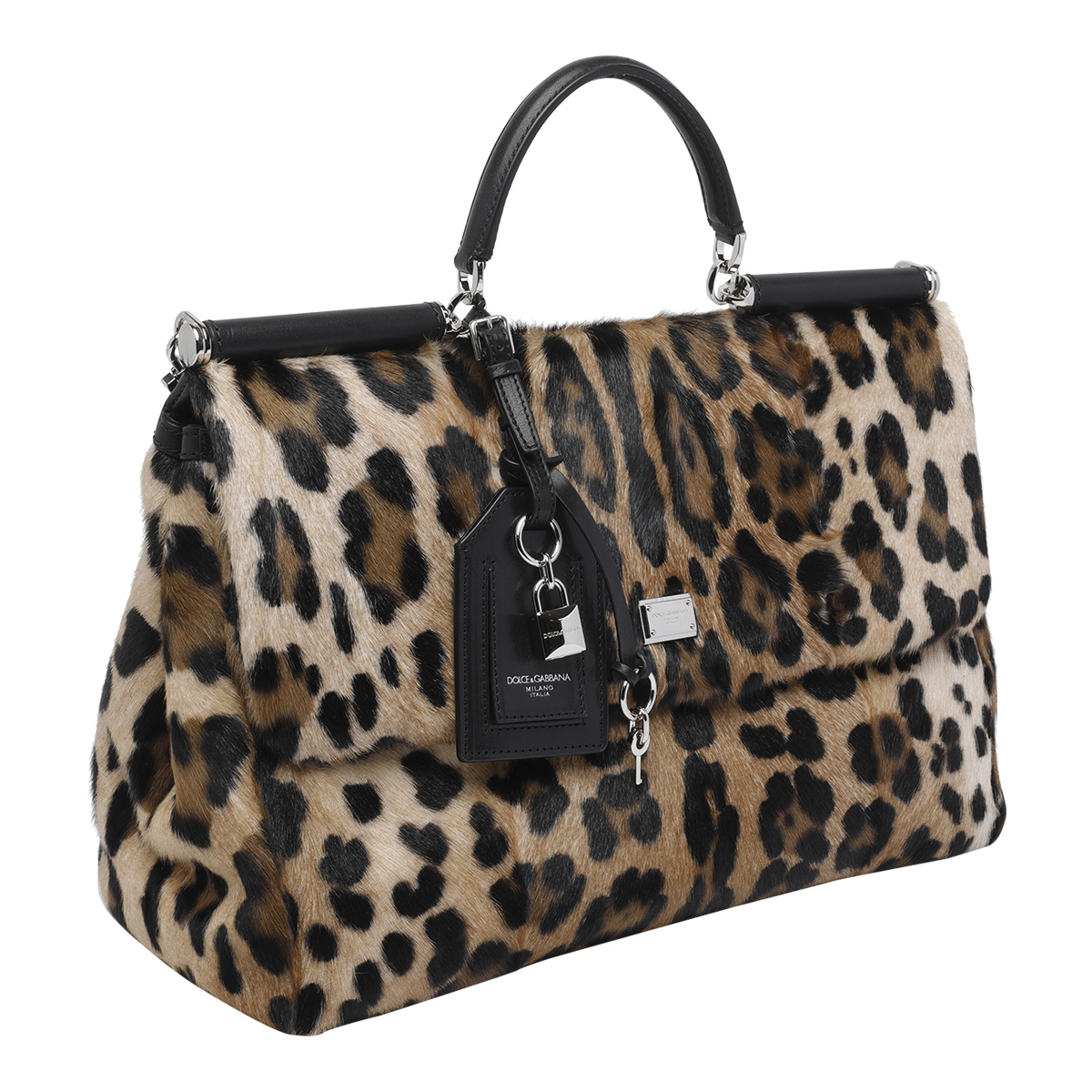 Dolce & Gabbana Sicily Animal Print Shoulder Bag In Brown
