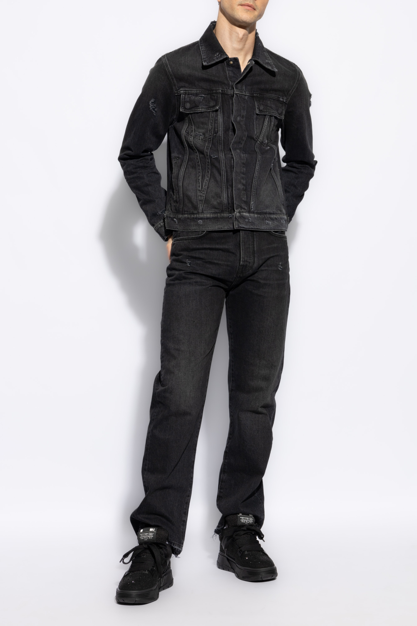 Amiri Straight Cut Loose Jeans In Black