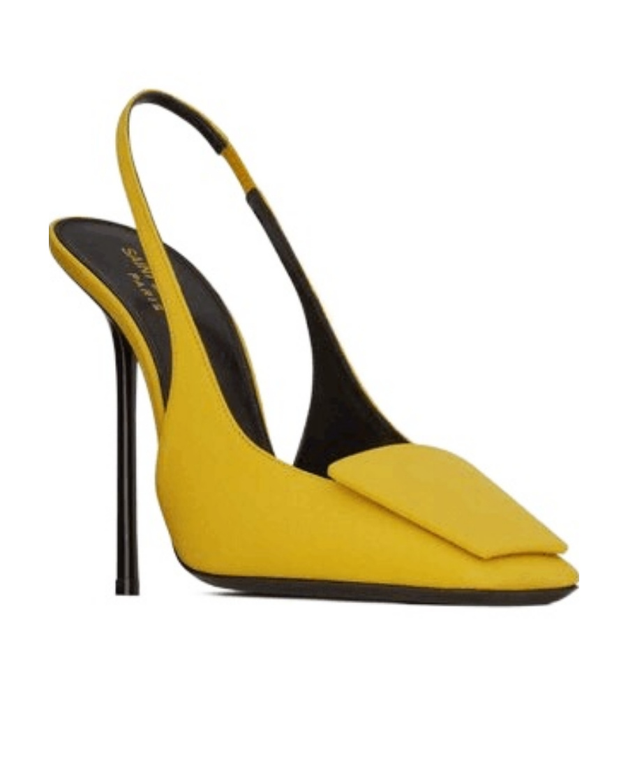 Saint Laurent Maxine Slingback Pumps In Crepe De Chine In Yellow