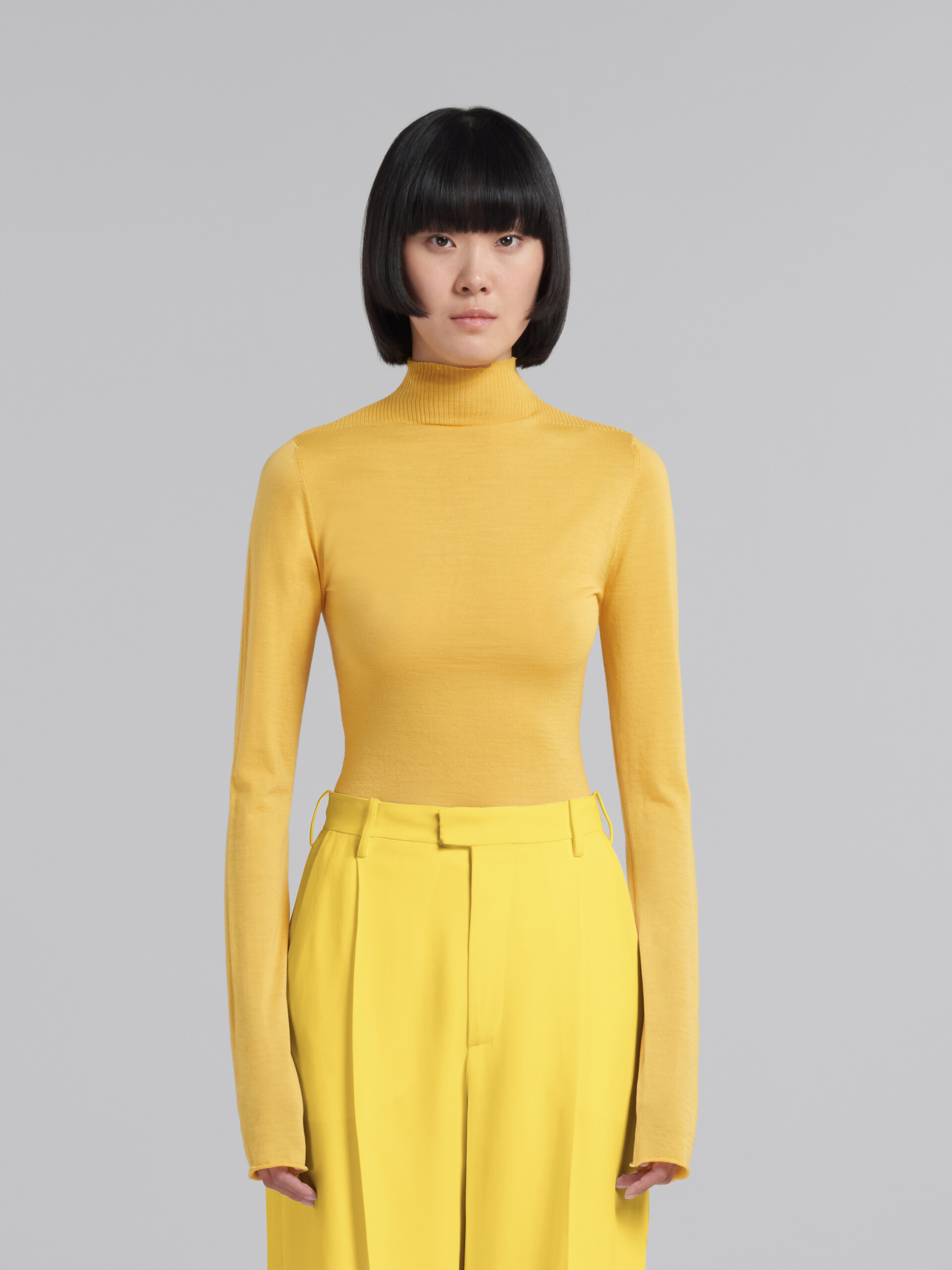 Marni Fine-knit Virgin-wool Jumper In Yellow