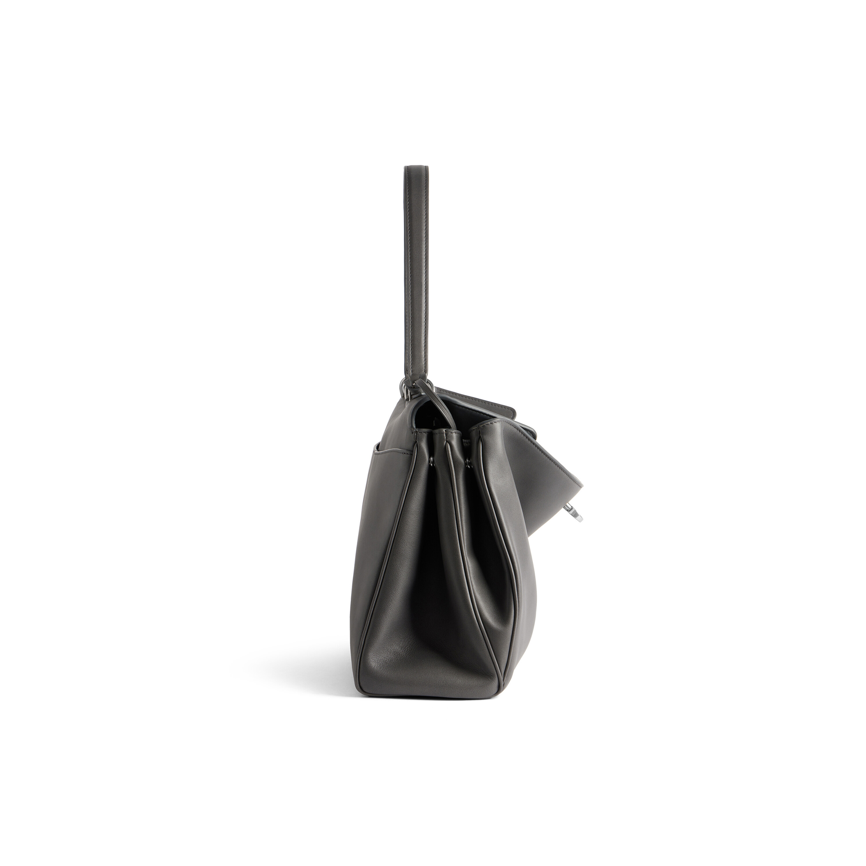 Balenciaga Rodeo Medium Leather Shoulder Bag In Gray