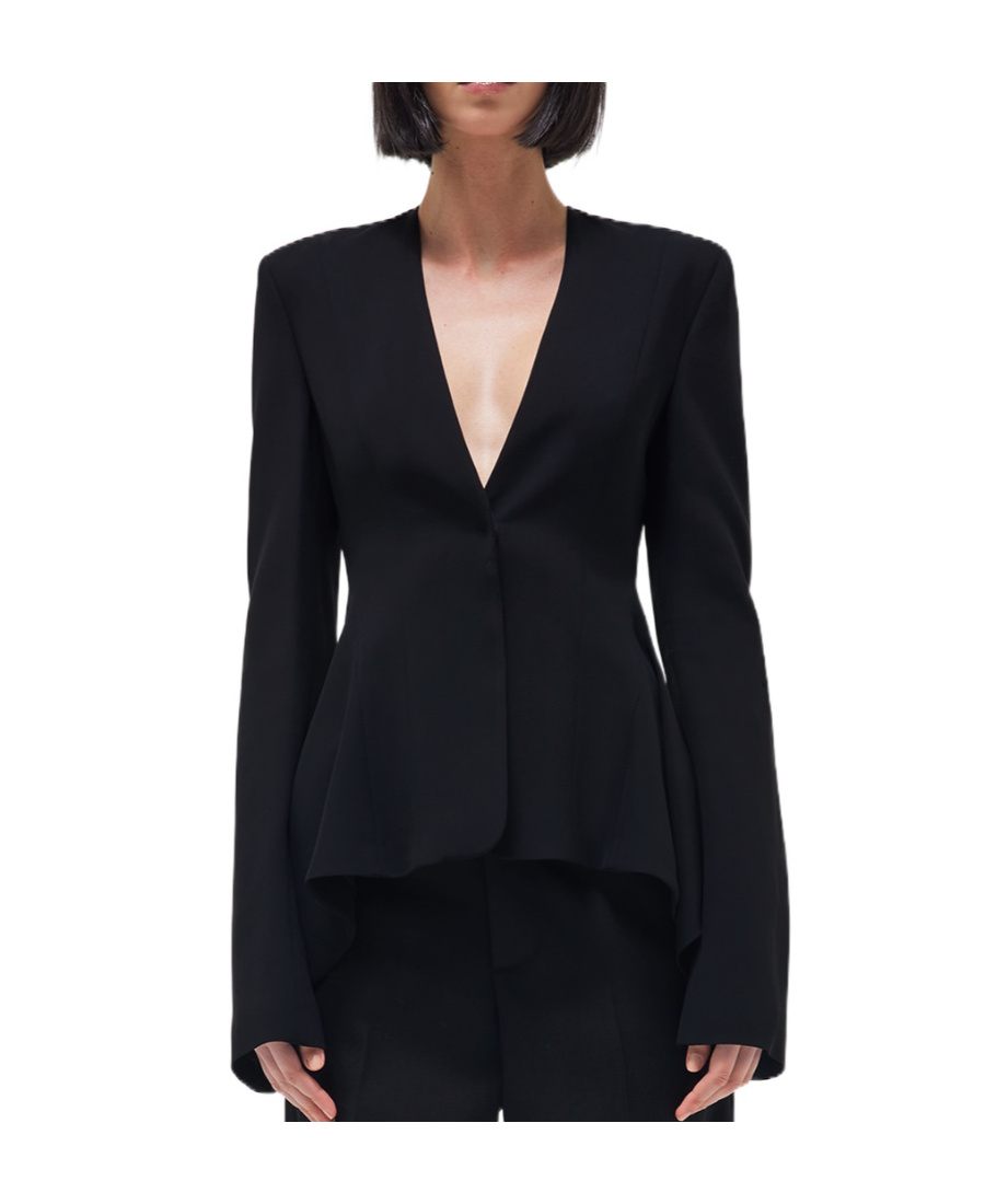 Blumarine Draped Single-breasted Blazer In Black