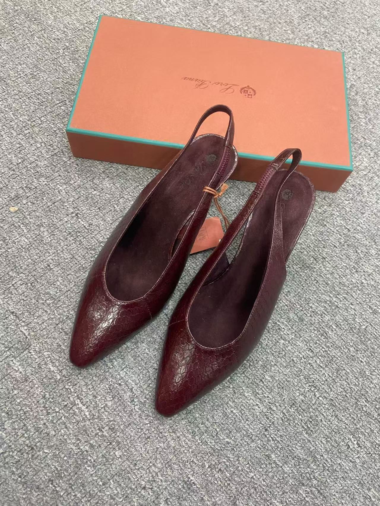 Loro Piana Slingback High Heels In Brown