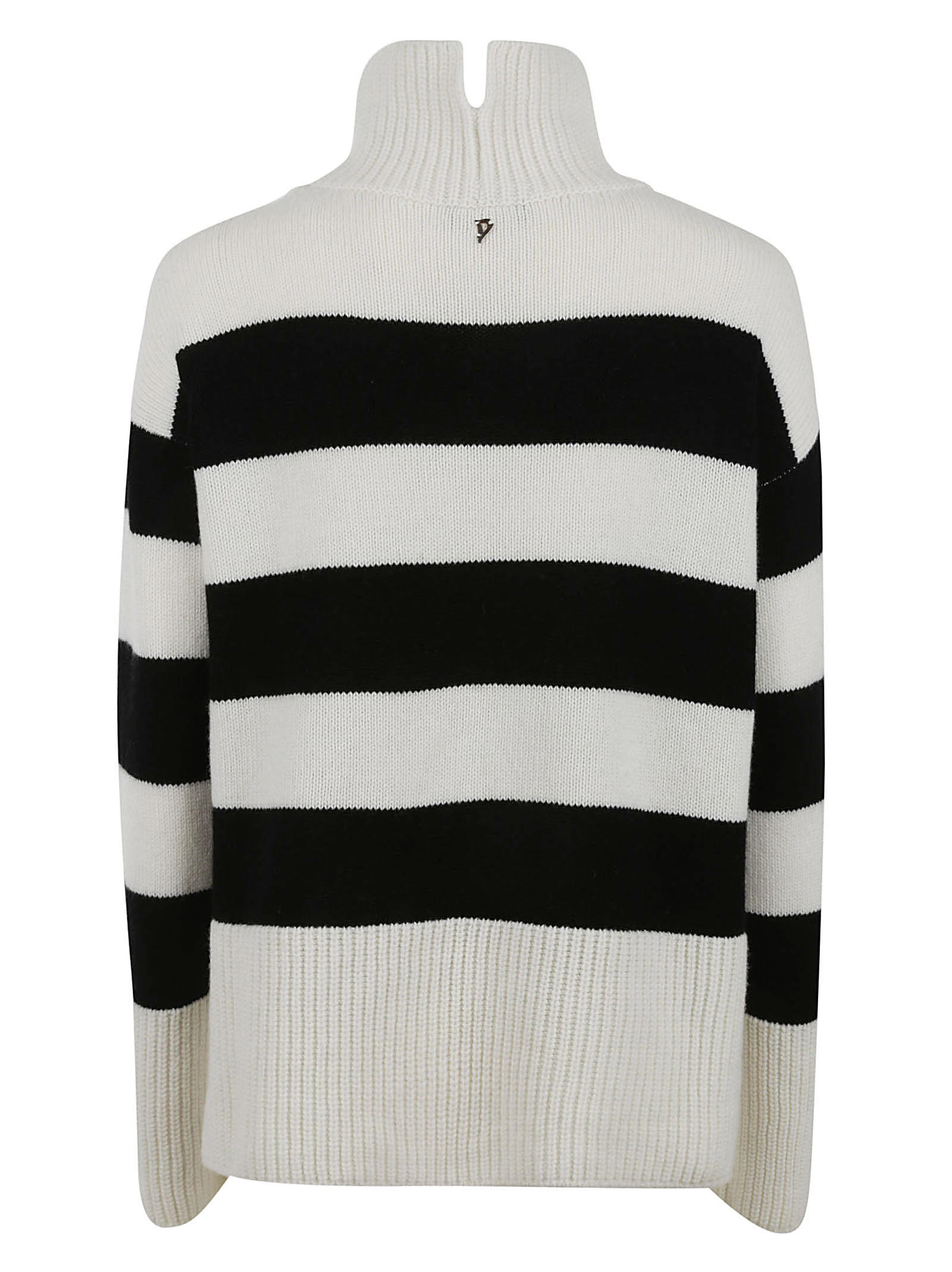 Dondup High-neck Stripe Knit Sweater In Multi