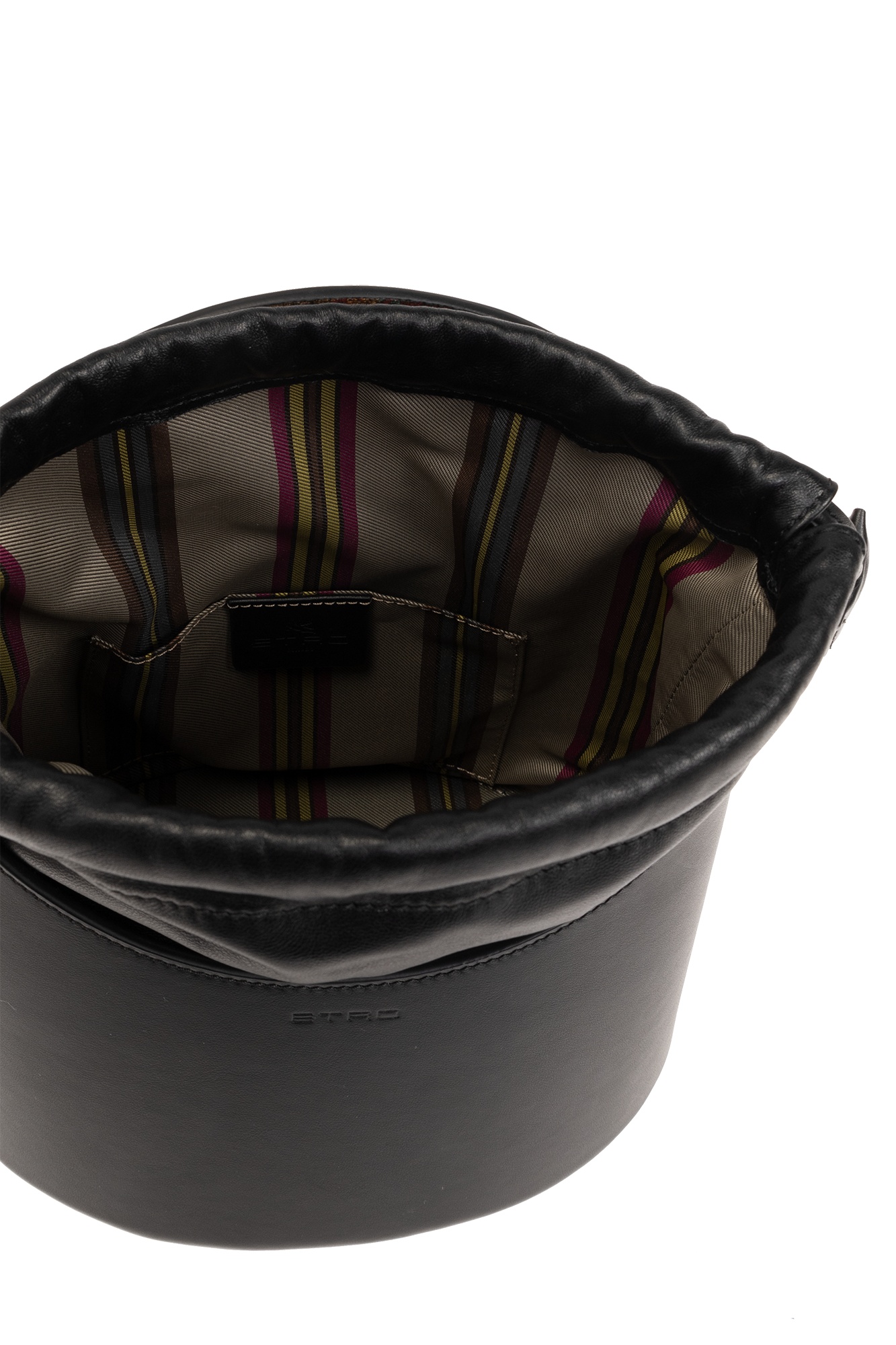 Etro Saturno Medium Drawstring Bucket Bag In Black