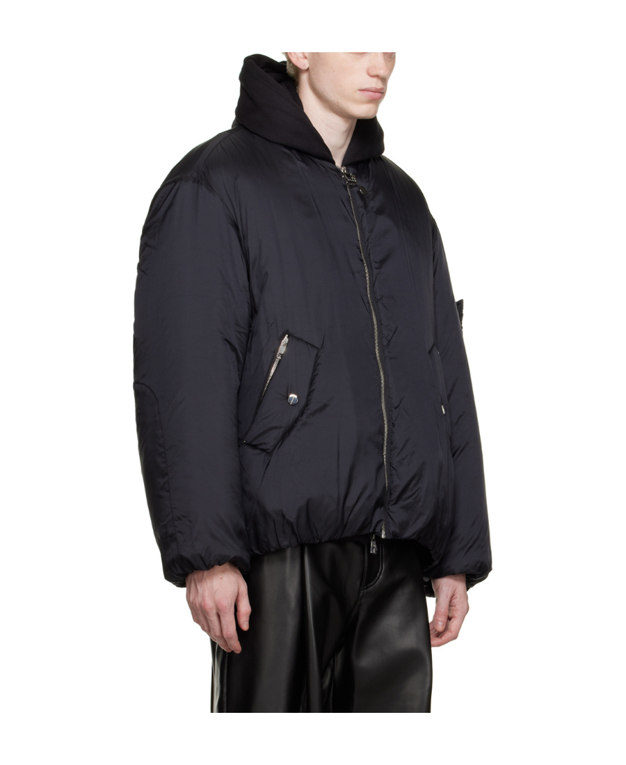 Wooyoungmi Logo Padded Nylon Bomber Jacket In Black