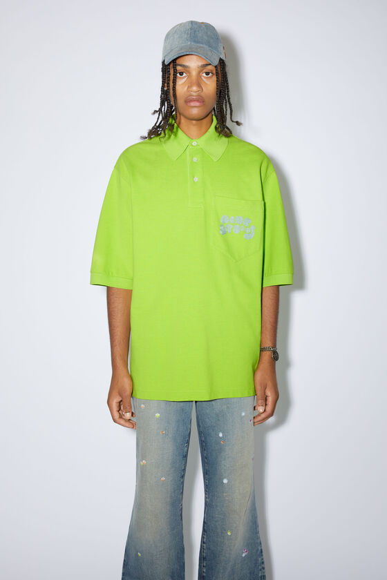 Acne Studios Drop Shoulder Polo Shirt In Green