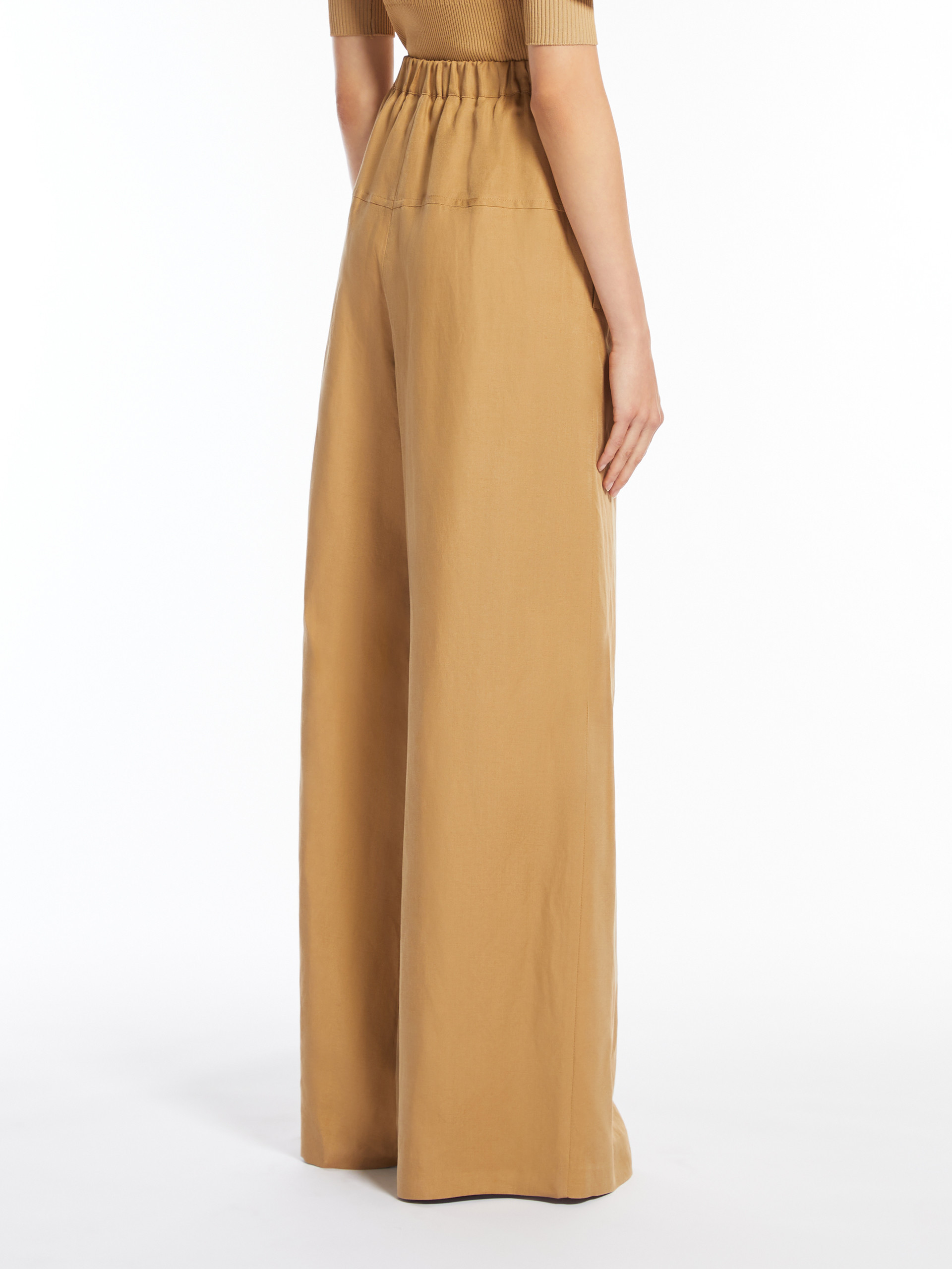 Max Mara Pantalon Large En Lin Et Soie In Nude