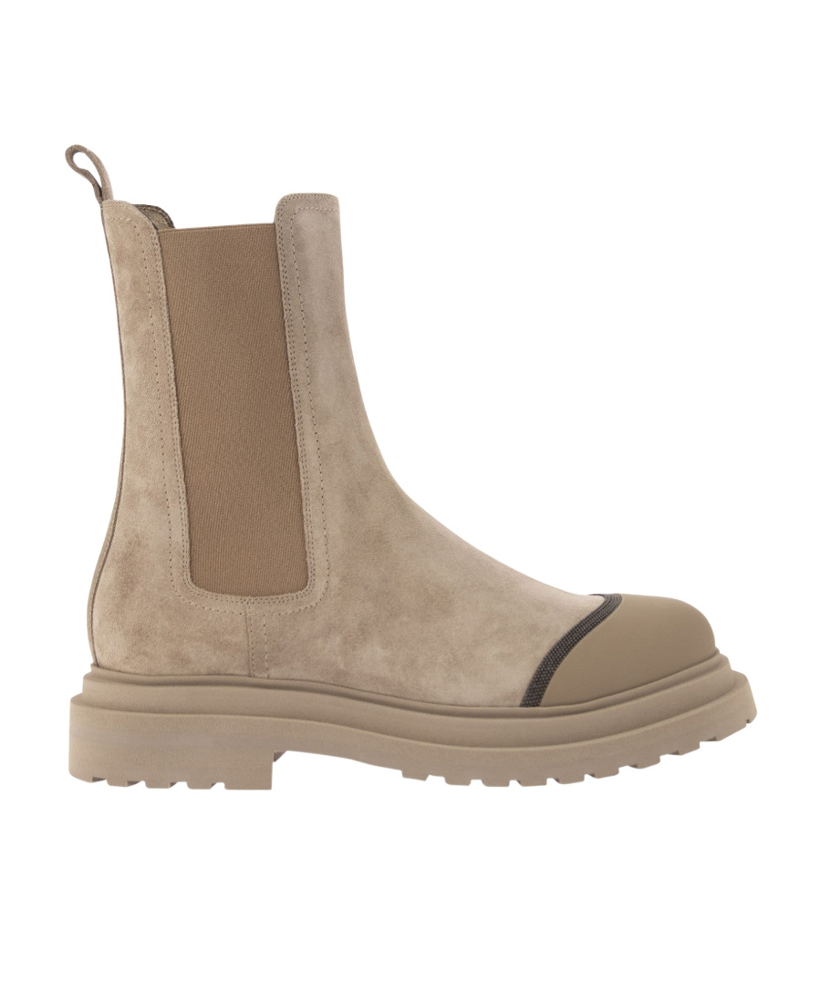 Brunello Cucinelli Elasticated-panel Ankle Boots In Brown
