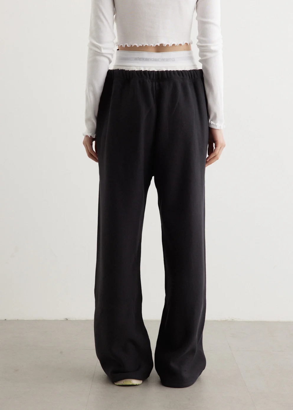 Alexander Wang High Waisted Pleated Pant With Logo Elastic Clothing In Black
