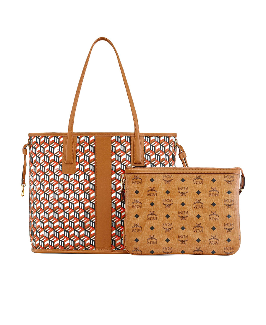 Mcm Liz Small Reversible Visetos Shopper Tote In Brown