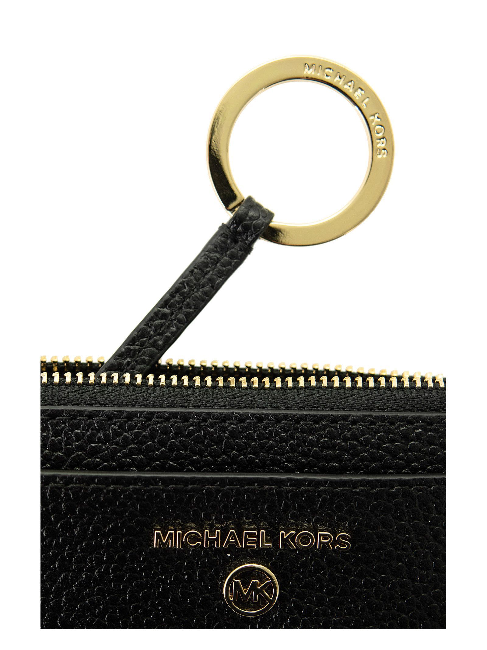 Michael Kors Pebbled Leather Cardholder In Black