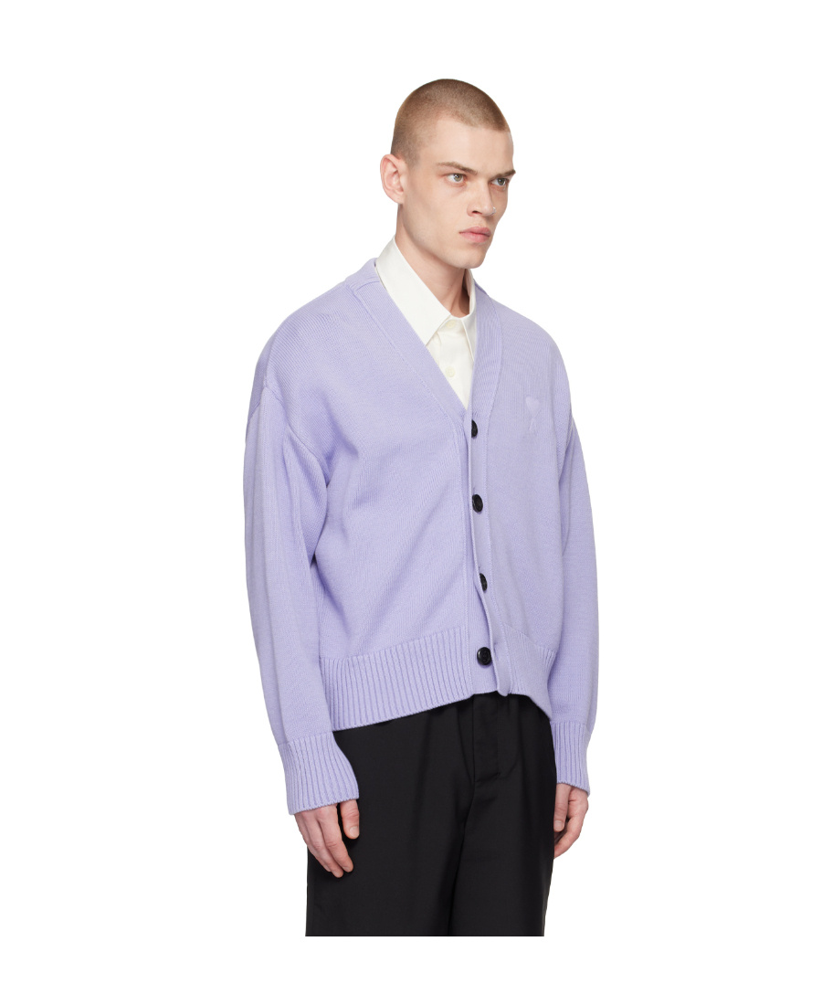 Shop Ami Alexandre Mattiussi Ami De C Ur Knitted Cardigan In Purple