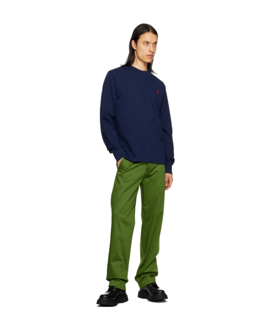 Shop Ami Alexandre Mattiussi Straight-fit Casual Pants In Green