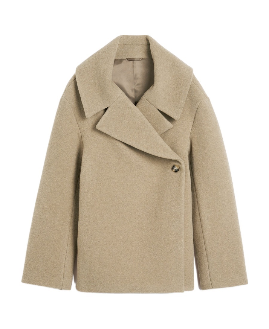 Totême Off-centre-fastening Oversized Jacket In Nude
