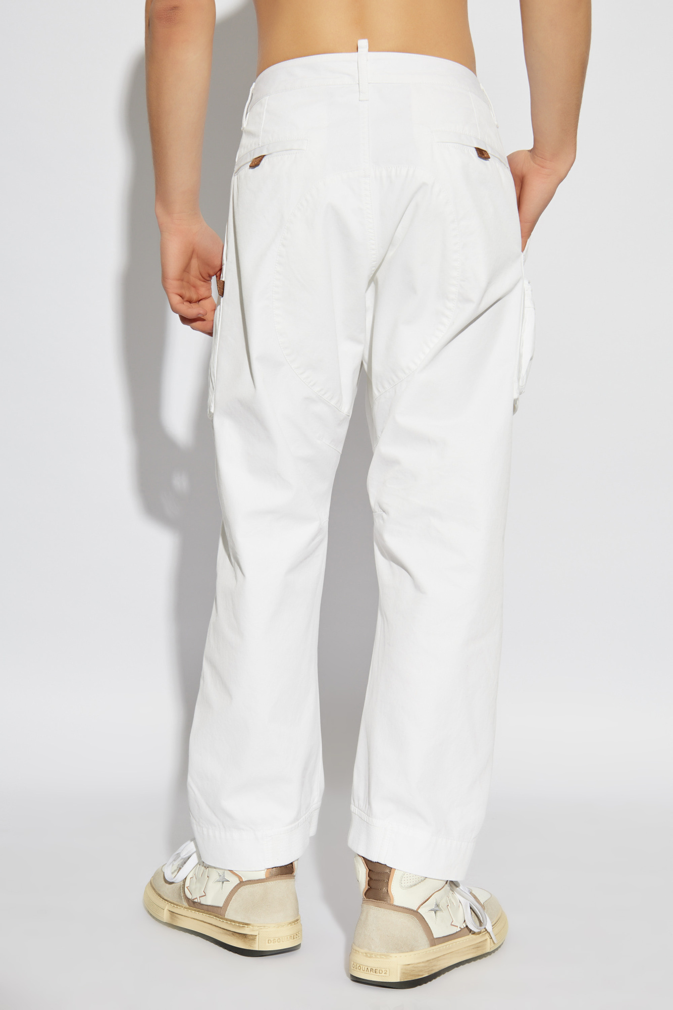 Dsquared2 Tapered Cargo Trousers In White
