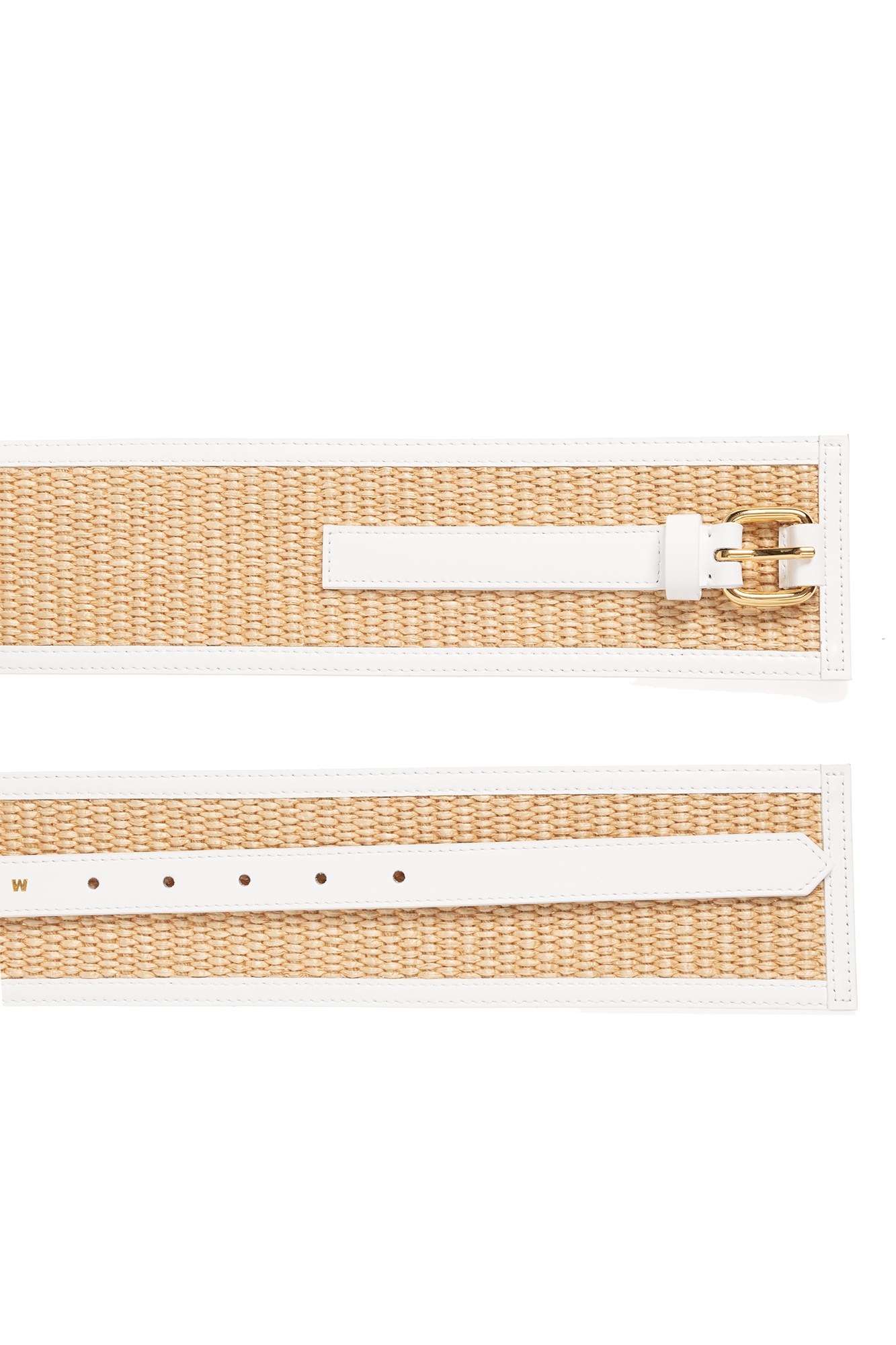 Shop Marni Leather-trim Raffia Wide Belt In White