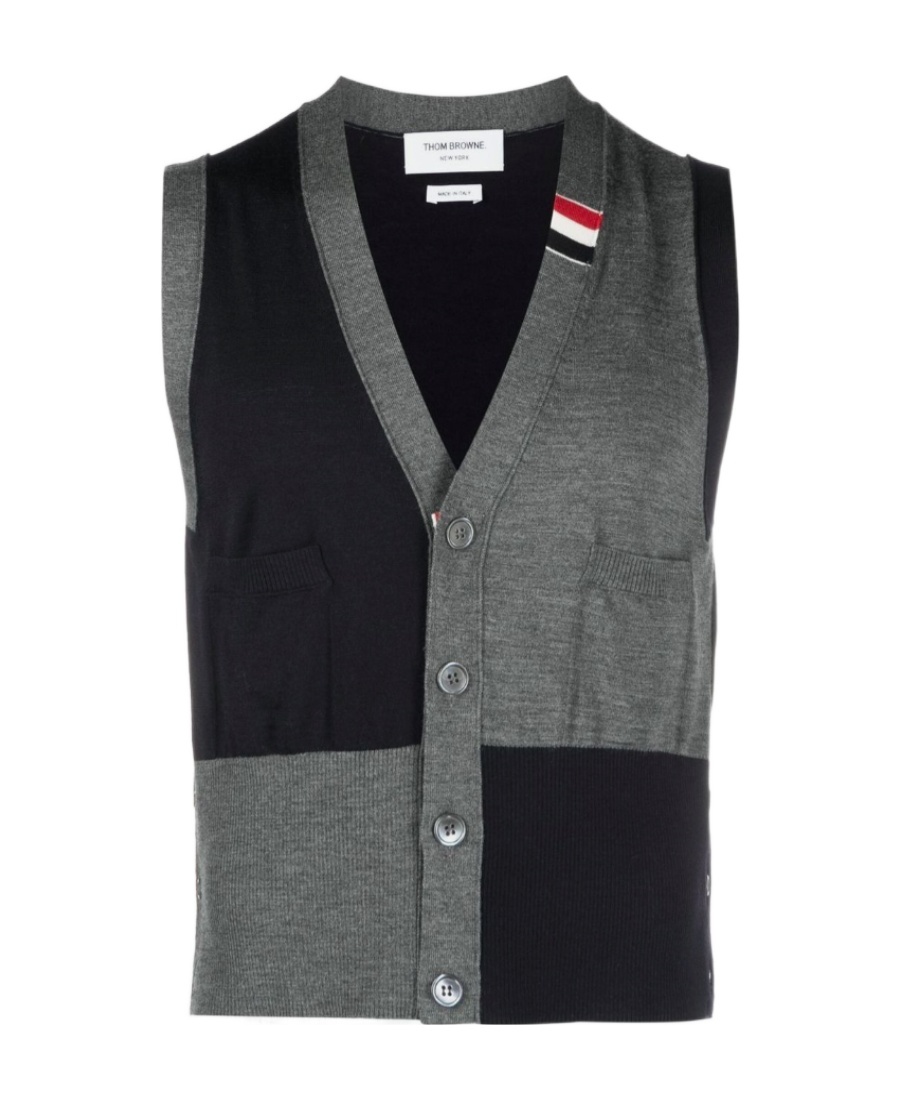 THOM BROWNE THOM BROWNE PANELLED BUTTON-UP CARDIGAN