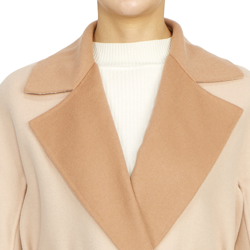 Max Mara Long-sleeved Lace-up Coat In Nude