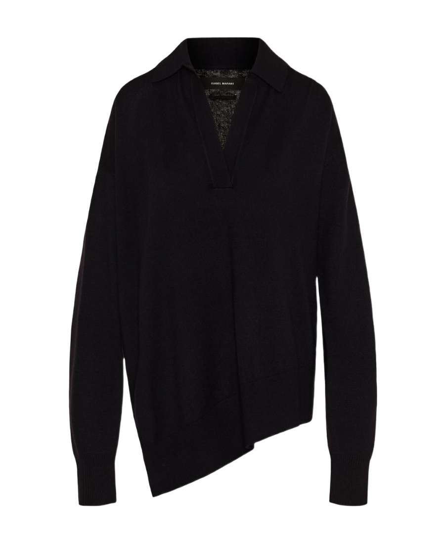 Isabel Marant Logo Asymmetrical Sweater In Black