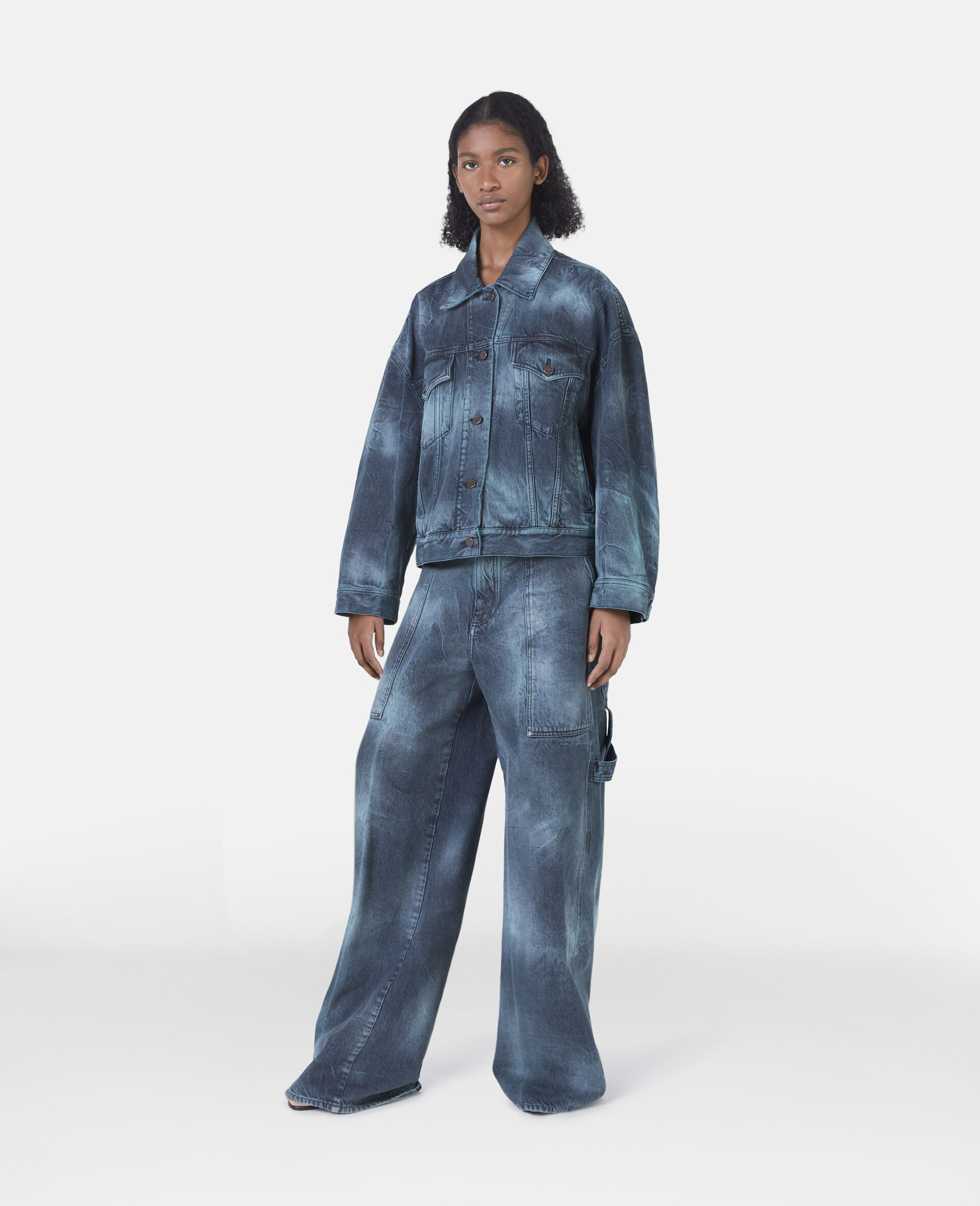 Stella Mccartney Tie-dye Oversized Denim Jacket In Black