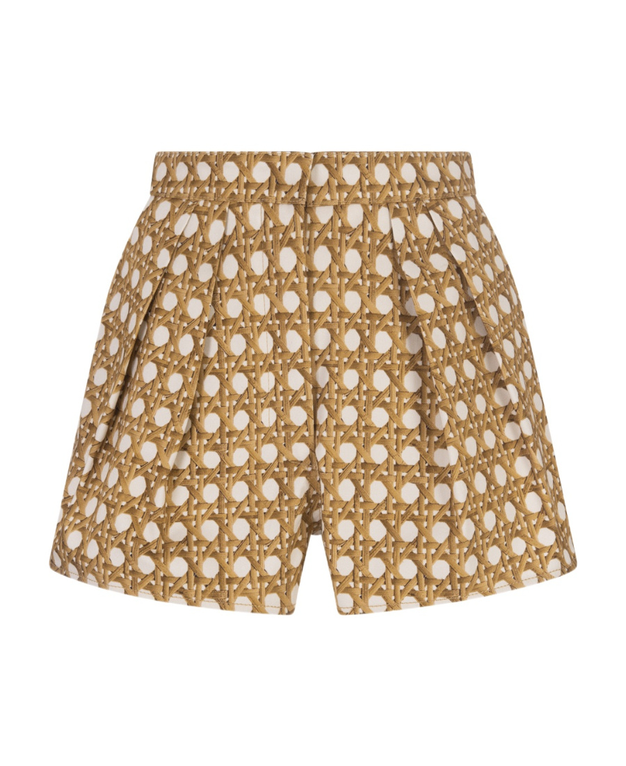 Giambattista Valli Vienna Straw Pleated Shorts In Nude