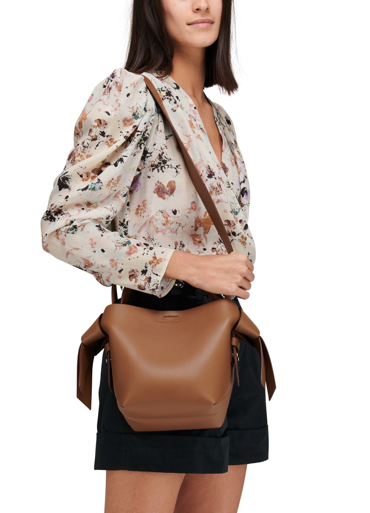 Acne Studios Musubi Mini Leather Shoulder Bag In Brown
