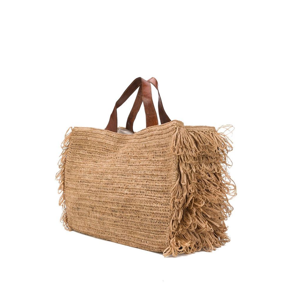 IBELIV IBELIV ONJA FRINGE RAFFIA TOTE BAG