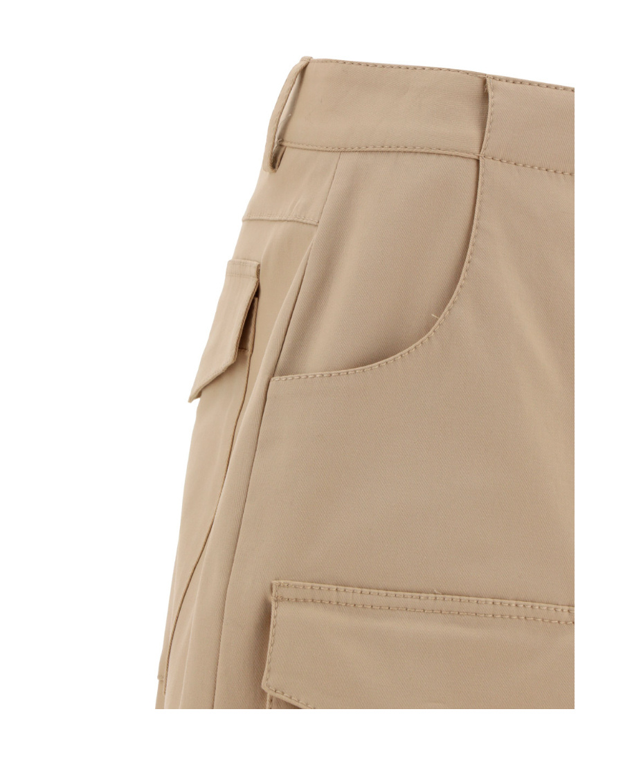 Ermanno Scervino Low Waist Wide Twill Cargo Pants In Nude