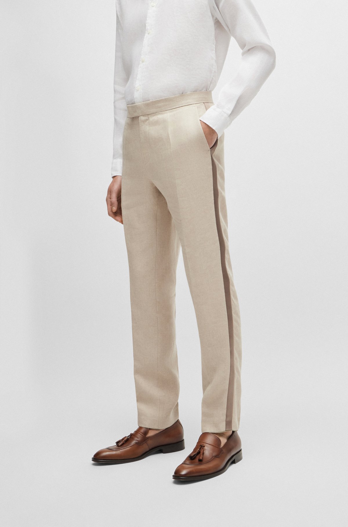 Hugo Boss Two-piece Linen Suit In Nude