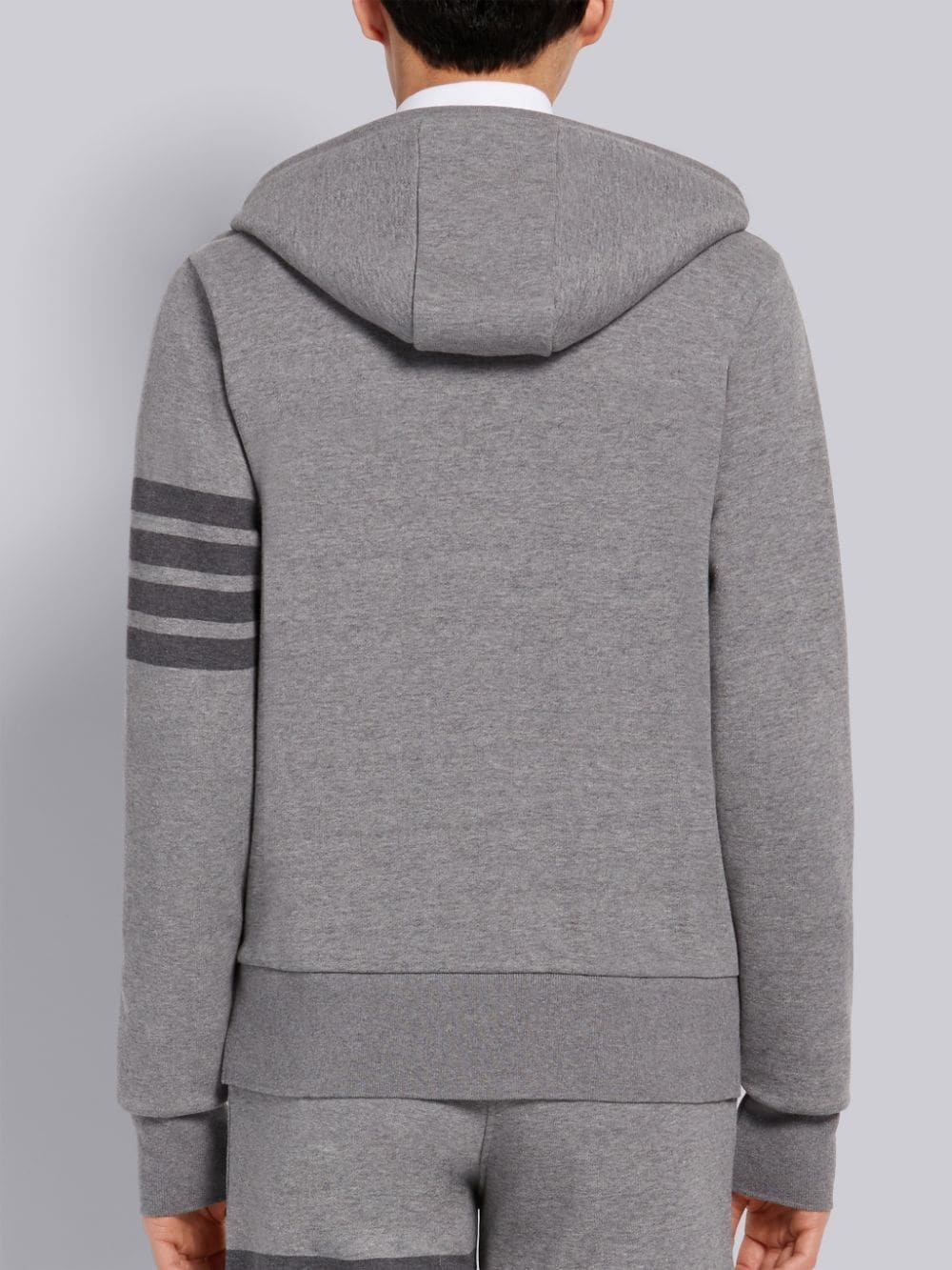 Thom Browne Tonal 4 Bar Cotton Sweatshirt Hoodie In Gray