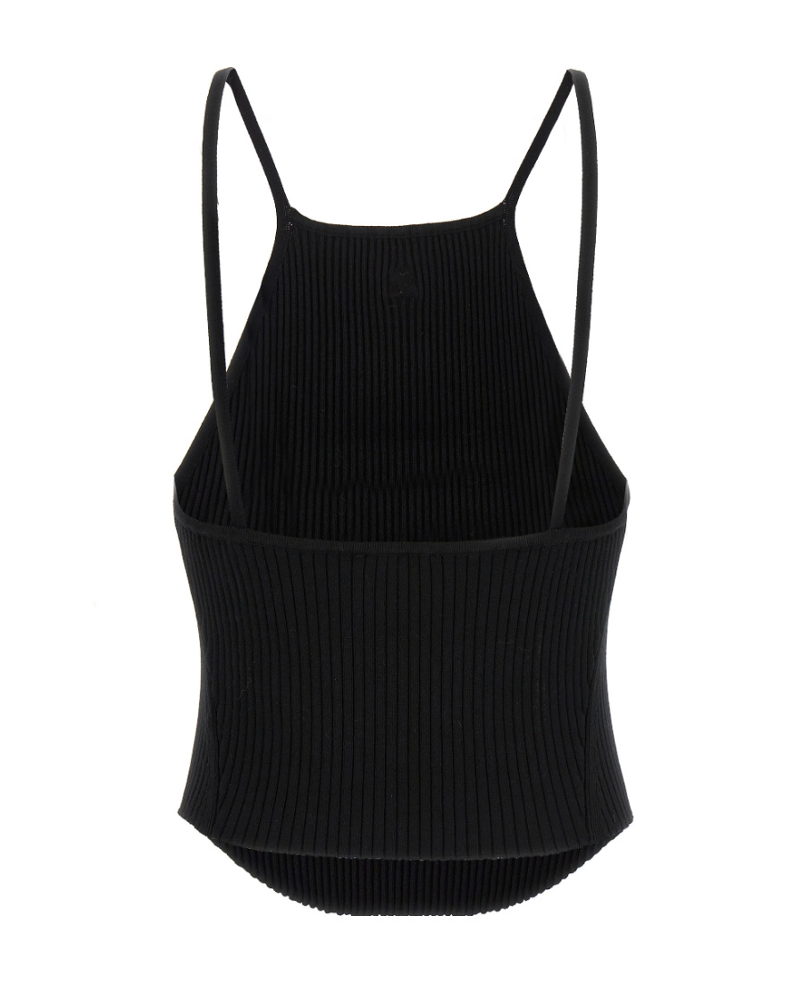 Shop Courrèges Ribbed-knit Tank Top In Black
