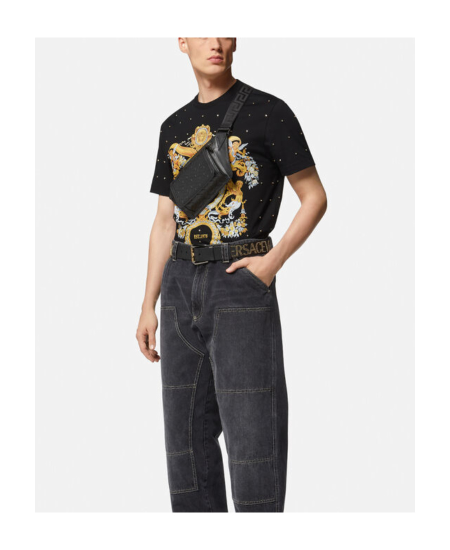 Versace Medusa Crystal-embellished T-shirt In Black