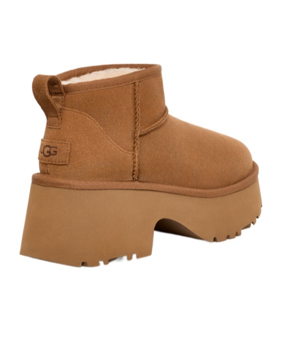 Ugg Classic Ultra Mini New Heights Womens Faux Fur Lined Leather Ankle Boots In Black