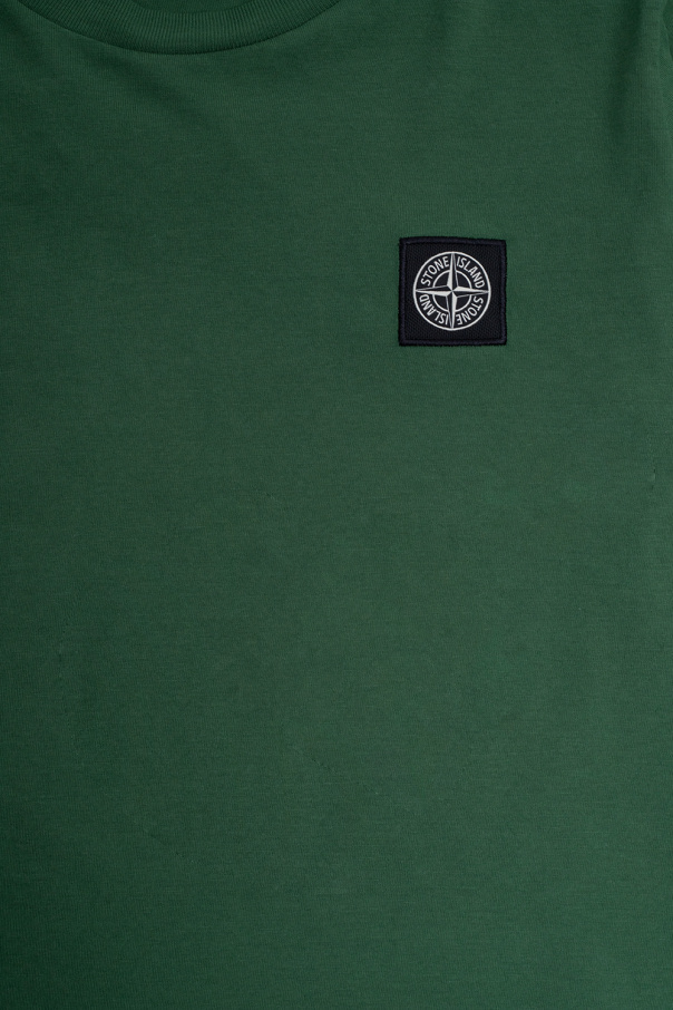 Stone Island Logo-patch Crew Neck Sweatshirt In Green