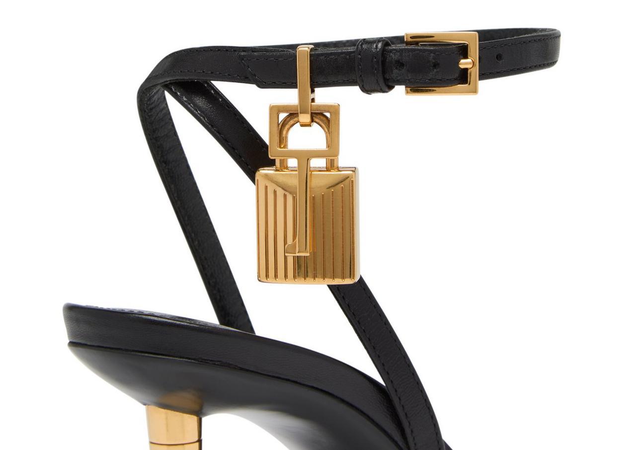 Shop Tom Ford Padlock 85mm Leather Sandals In Black