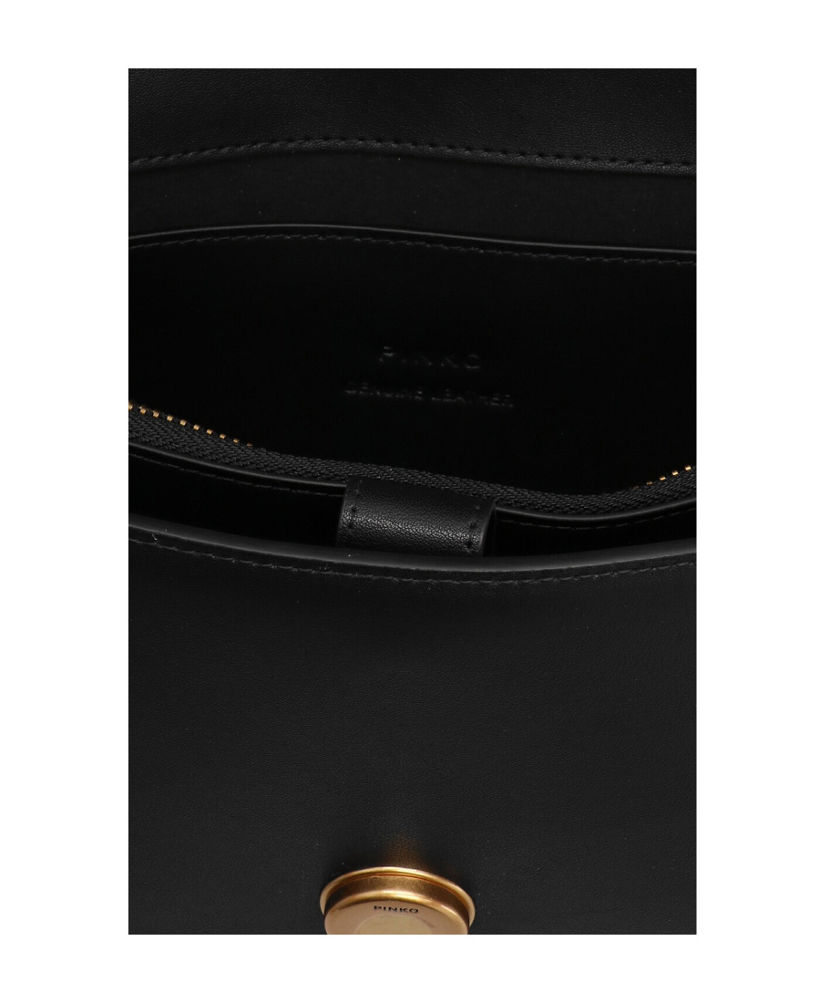 Shop Pinko Mini Love One Crossbody Bag In Black