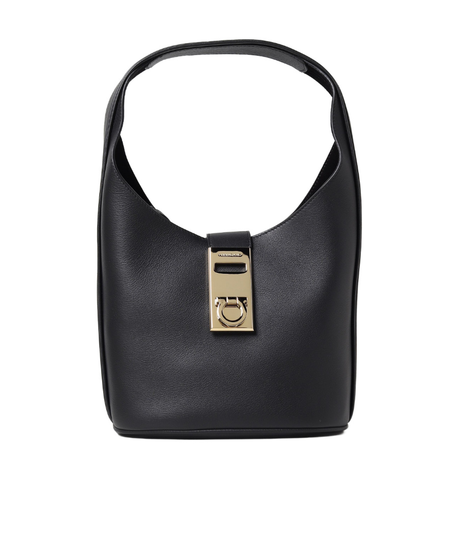 Shop Ferragamo Logo Shoulder Bag In Black