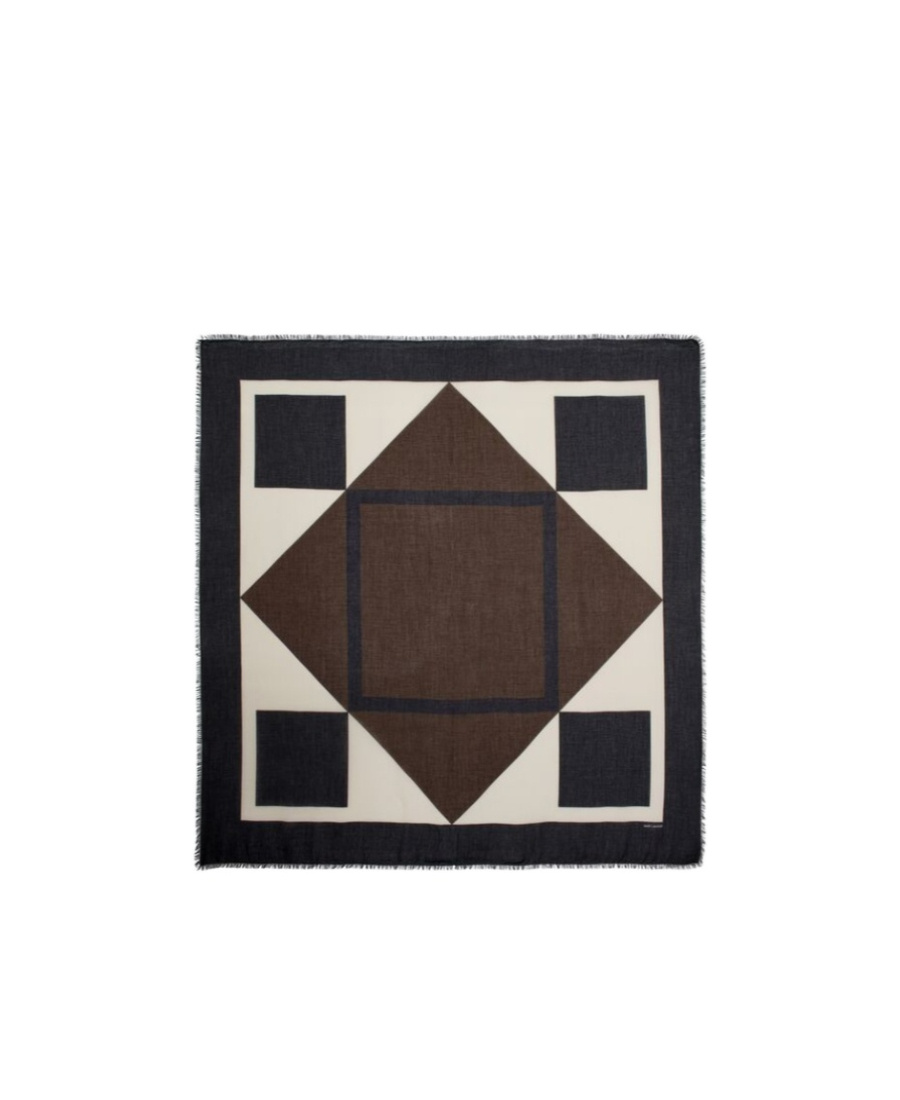 Saint Laurent Women Printed Modal Blend Scarf In Black