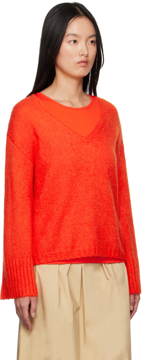 By Malene Birger V-neck Long-sleeved Sweater In Red