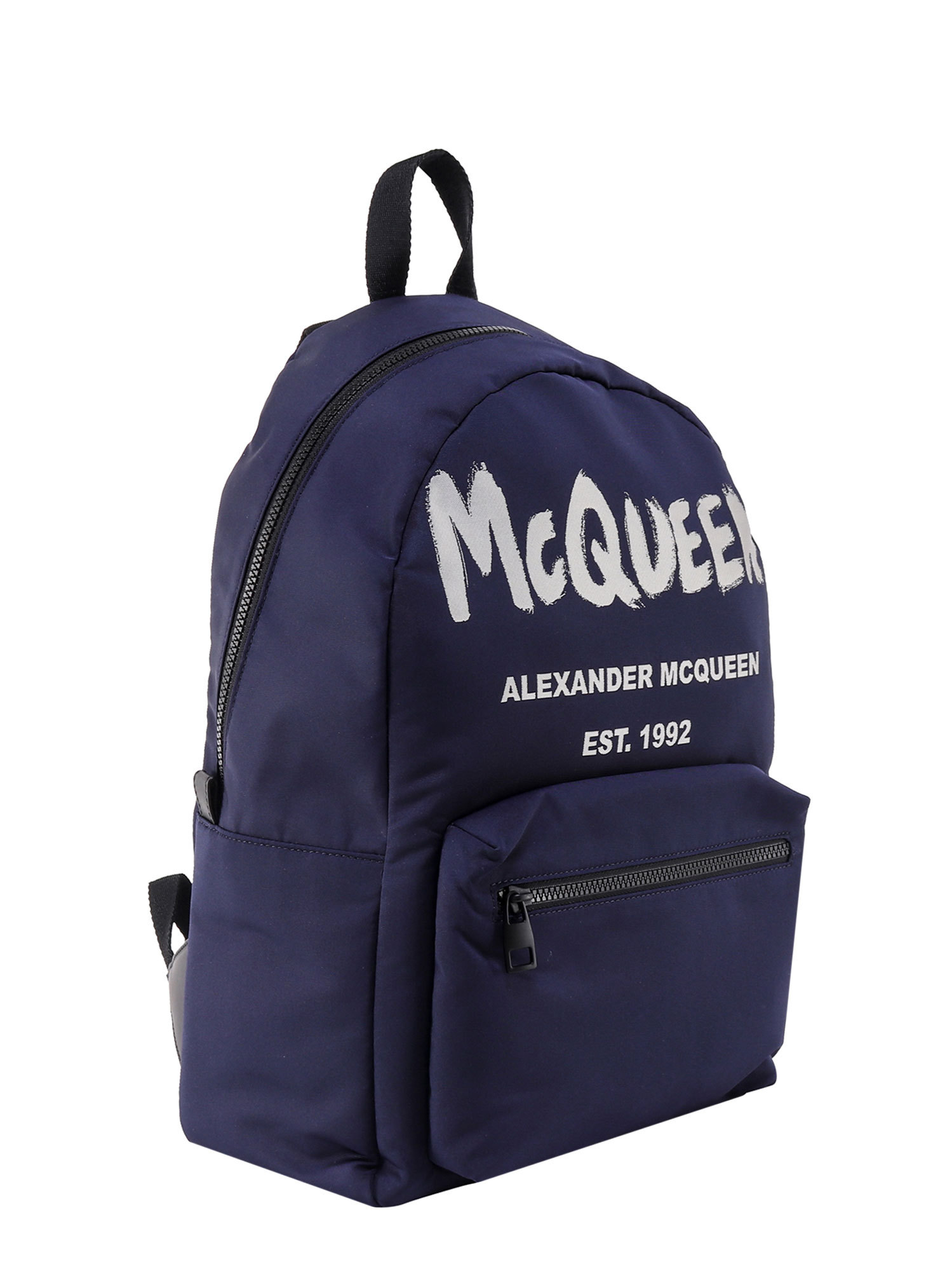 Alexander Mcqueen Shoulder Straps Backpack With Front Zip Pocket In Blue